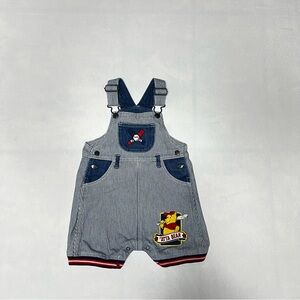 Kids Striped Overalls with Cartoon Patch